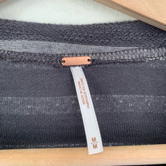 Free People gray striped peplum zip up jacket - Picture 3 of 8